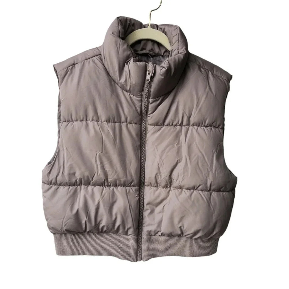 Aeropostale Cropped Quilted Gorpcore Puffer Zipper Vest, L, NWT